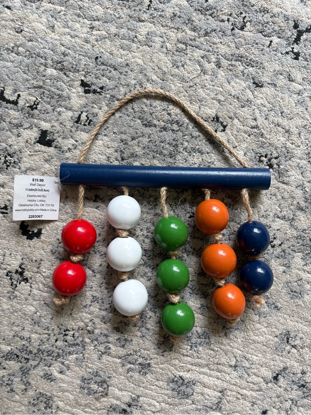 Hobby Lobby Multicolor Bead Wall Hanging - Red, White, Green, Orange, Blue